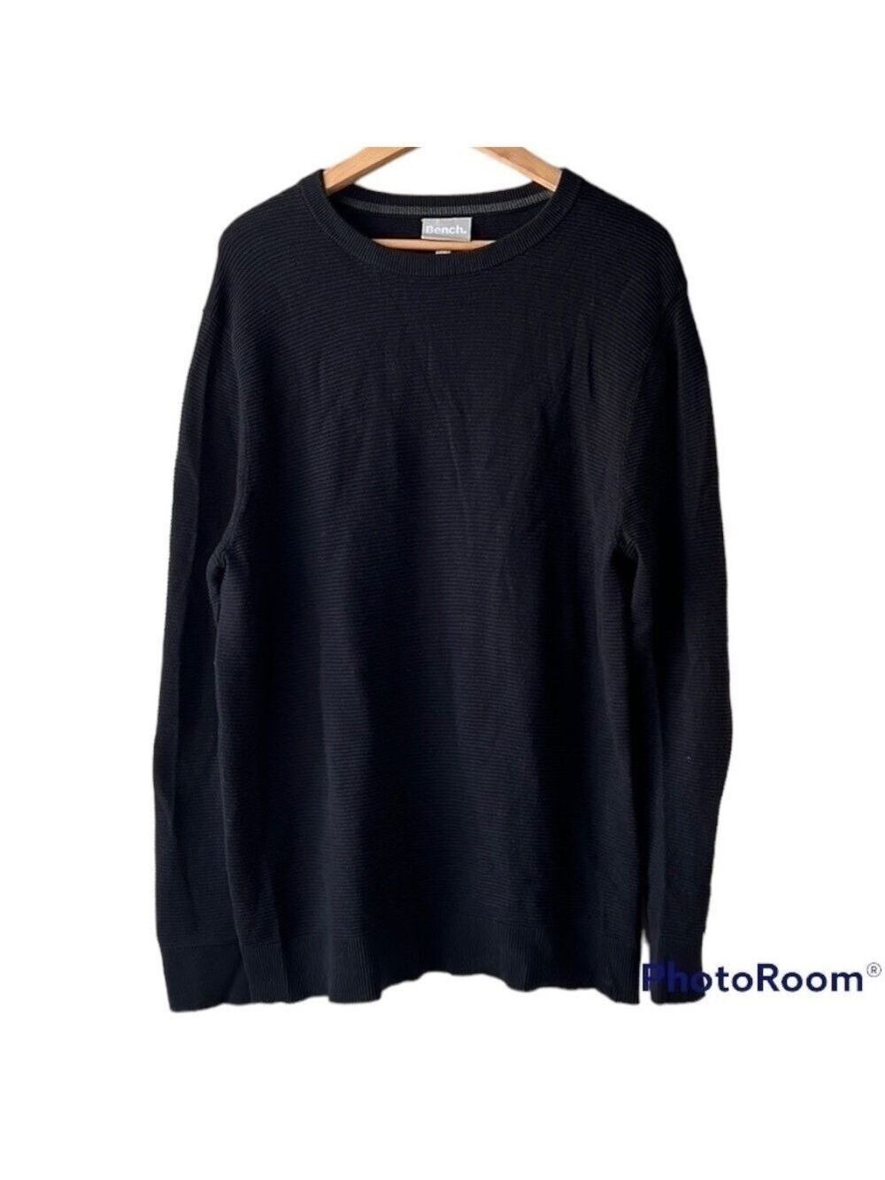 Bench Black Cotton Ribbed Sweater Size Medium - Picture 2 of 9